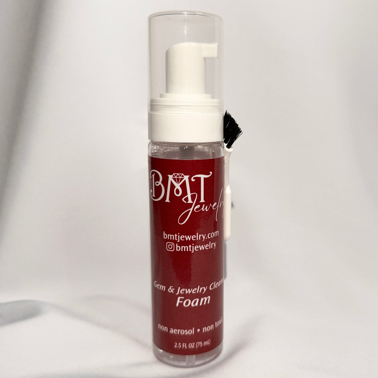 BMT Jewelry cleaning foam bottle on a white background