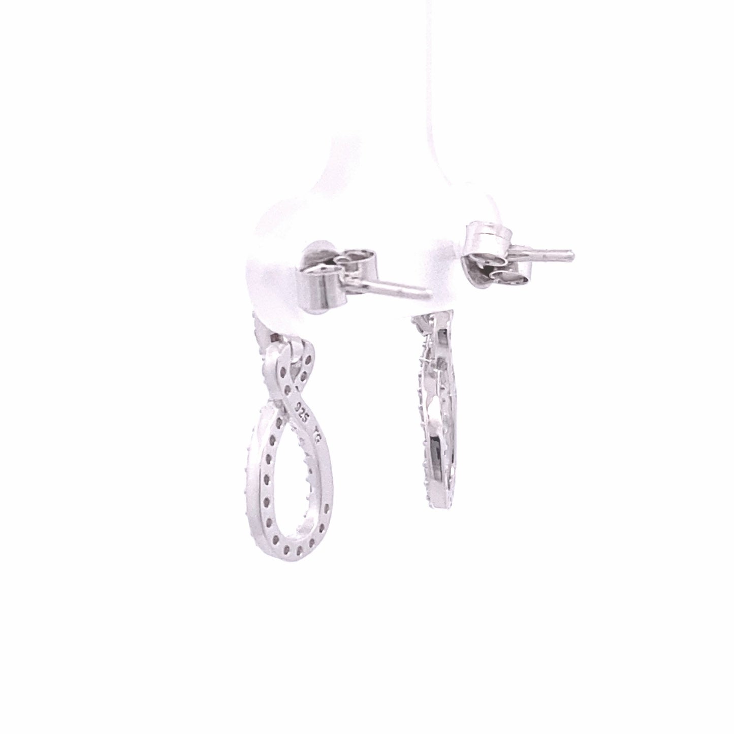 Side view of Elegant Teardrop shaped studs with friction post back.