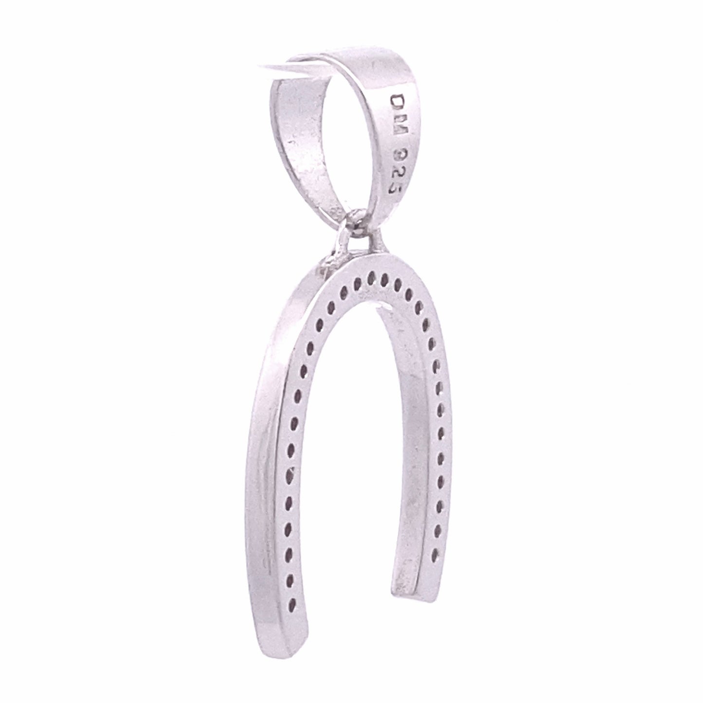 Silver Horseshoe Pendant with Zirconia back view