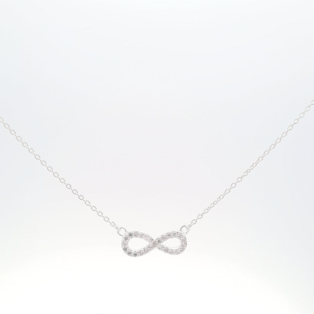 Silver Infinity Zirconia Pendant with necklace. Stationary Pendant.