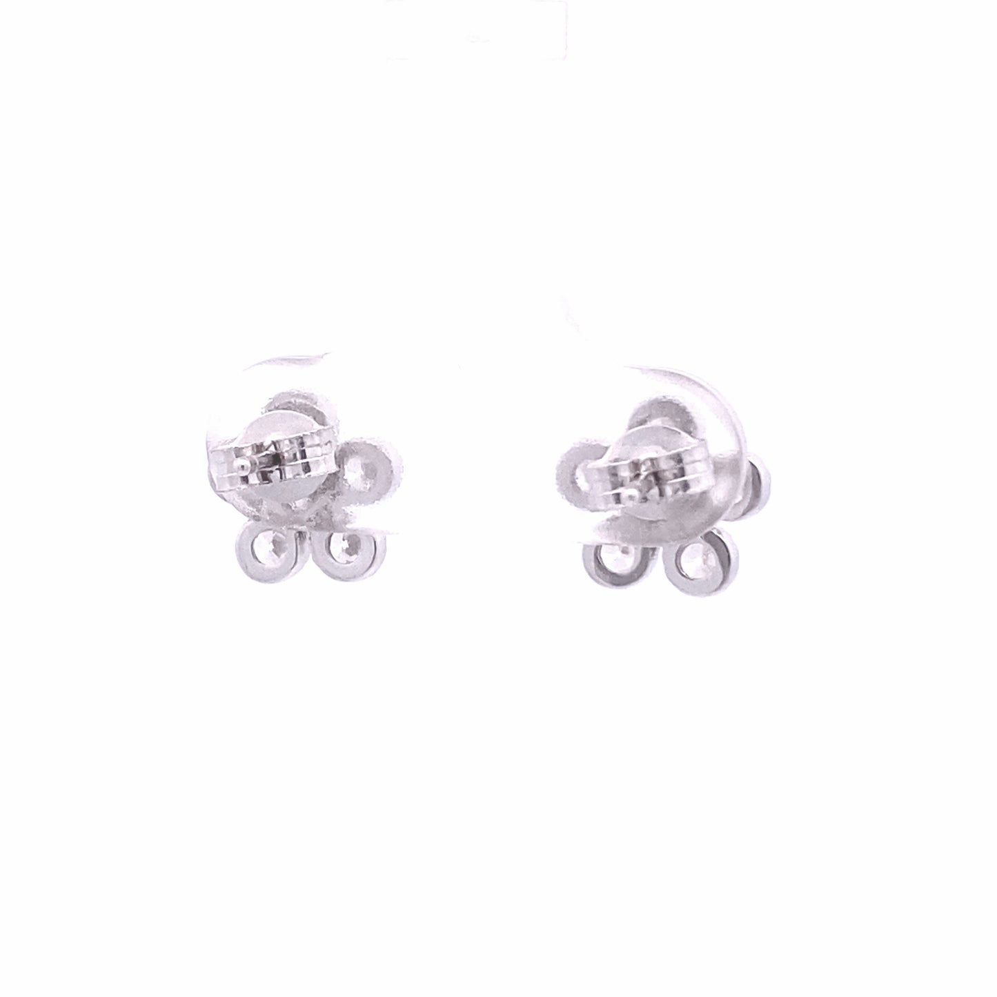 5 petal flower stud with zirconia and friction post back. Back view.