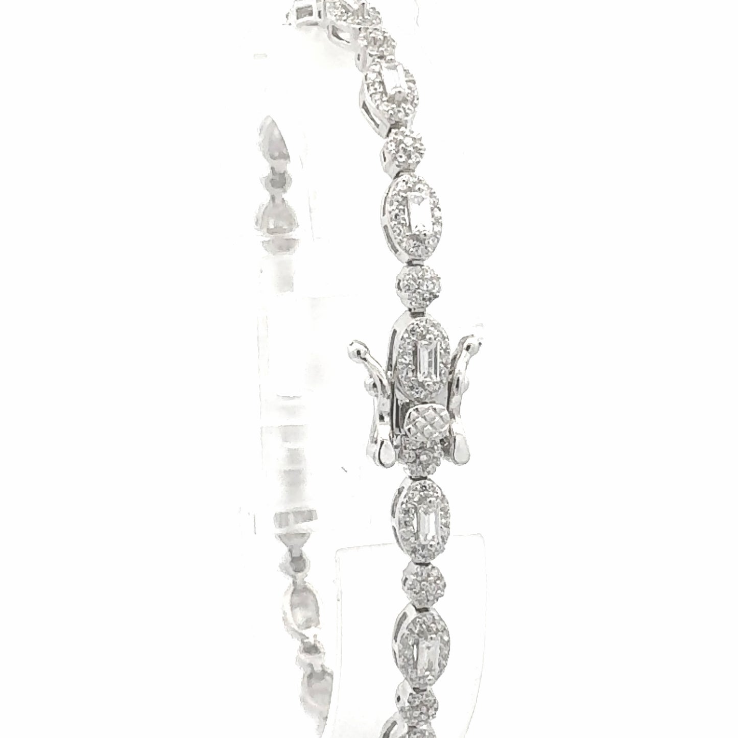 Silver Vintage Bracelet on white background back view of lobster clasp