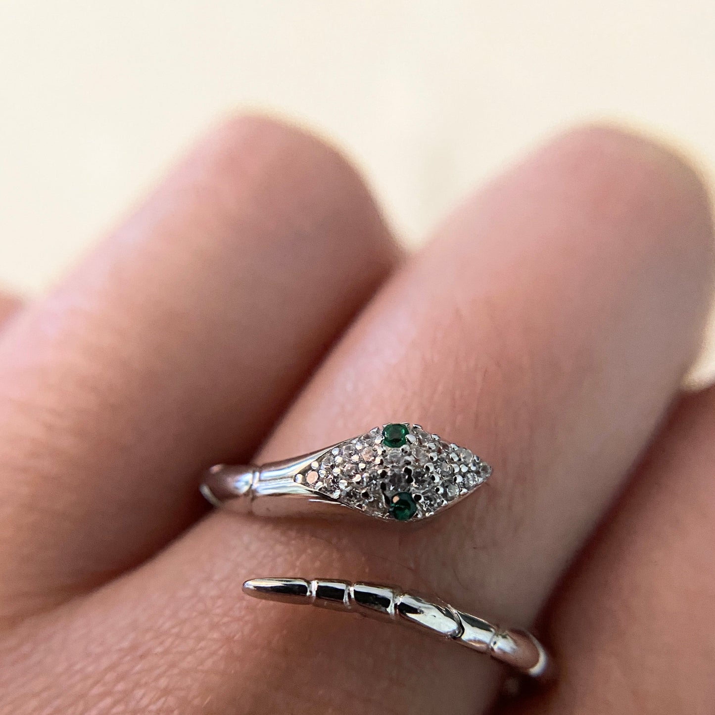 Snake Wraparound Ring on model close up