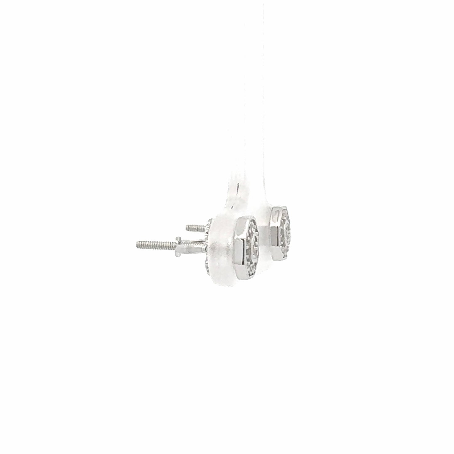 Silver Octagon Zirconia Studs side view