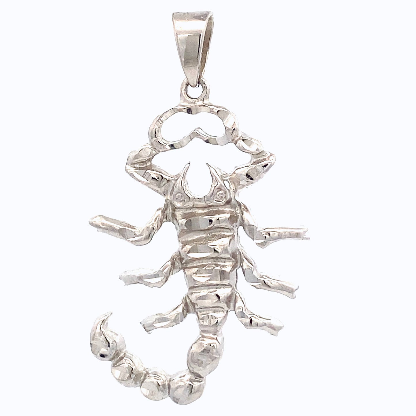 Plain silver scorpion pendant front image