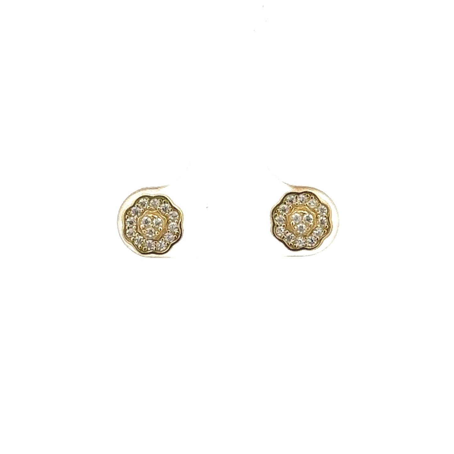 Wavy Zirconia Studs in gold color front view