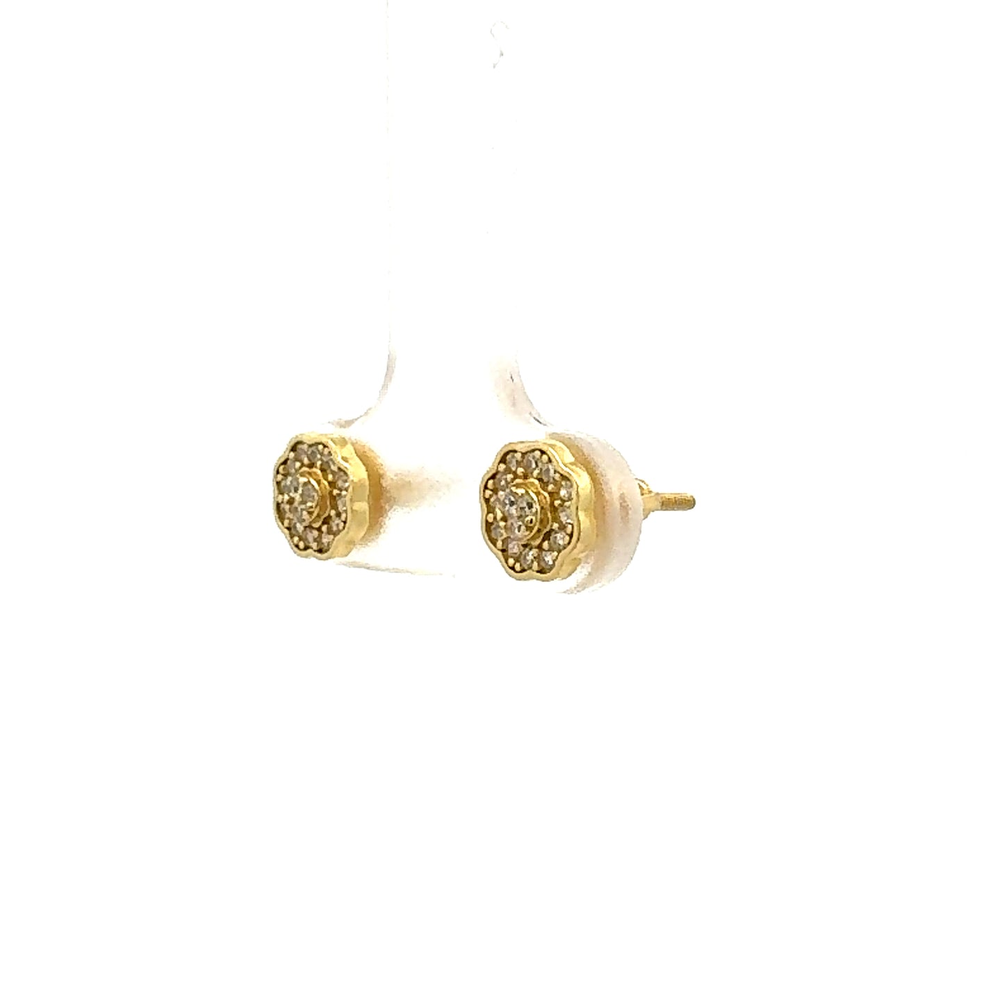 Wavy Zirconia Studs in gold color side view