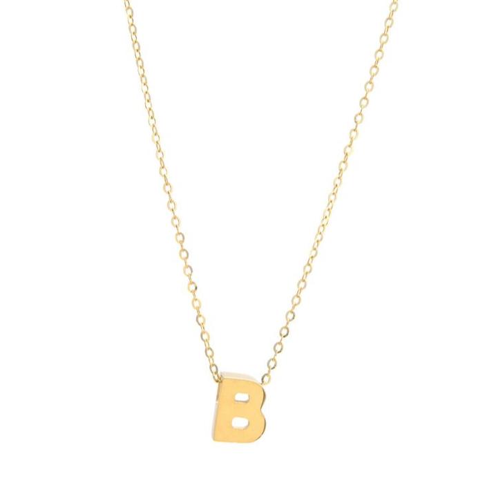 Yellow gold necklace with yellow gold block letter B