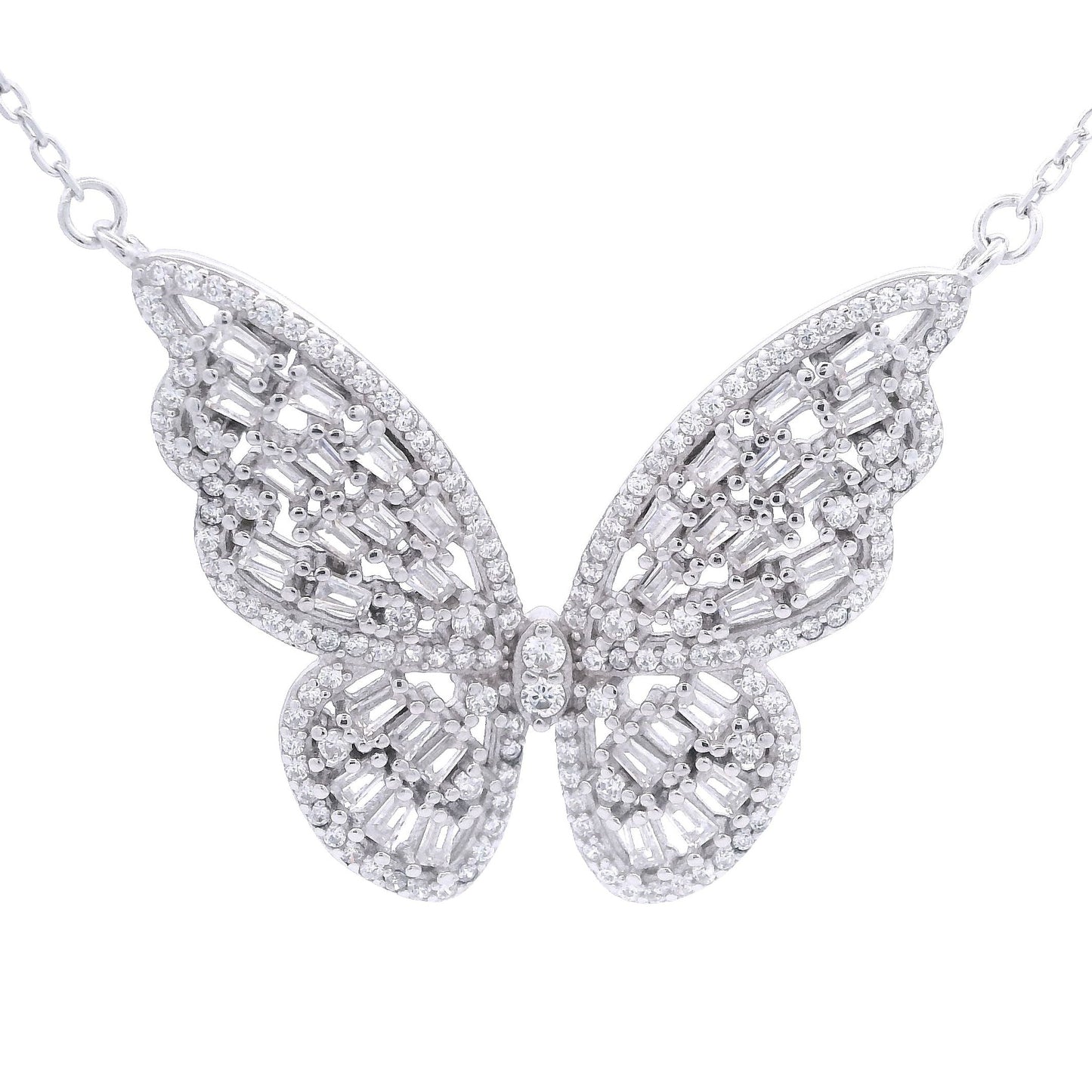 Silver Zirconia Butterfly necklace.