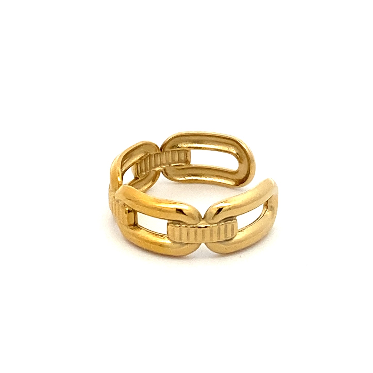 Gold Stainless Steel Chain Open Ring Side View