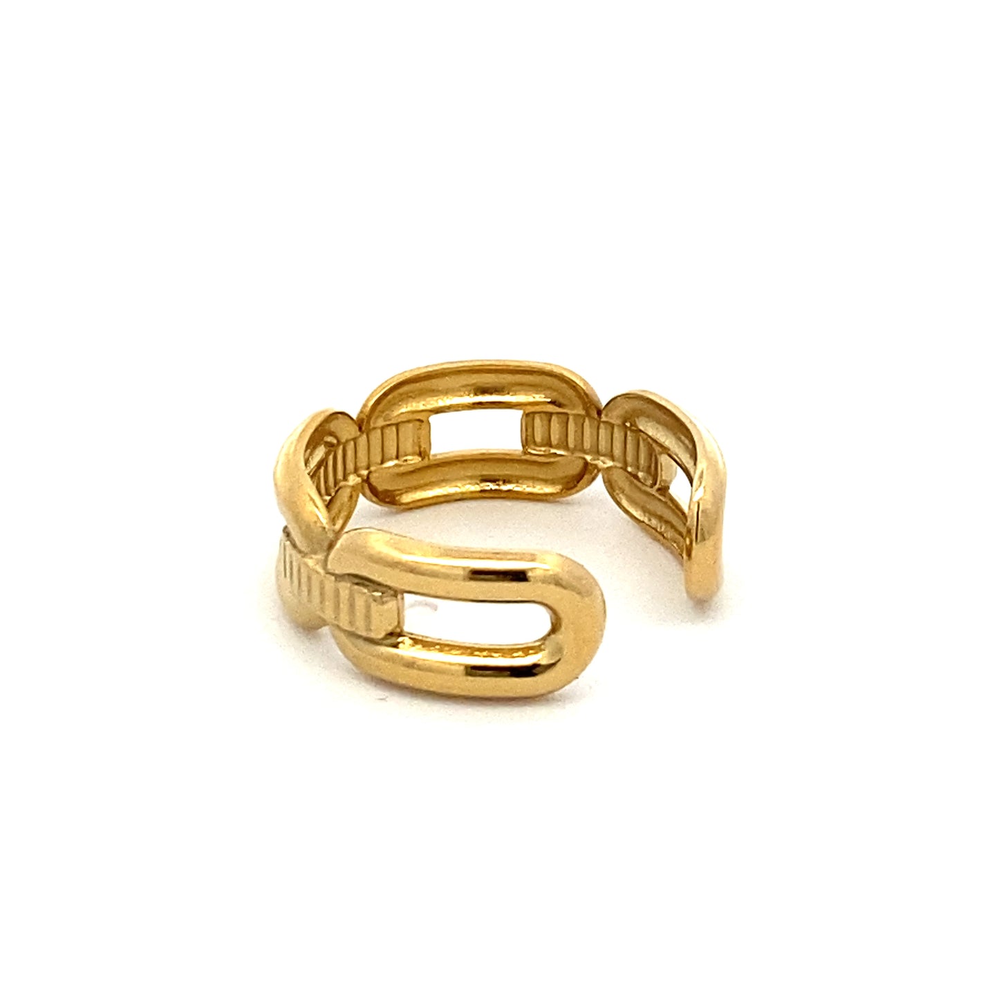 Gold Stainless Steel Chain Open Ring Back View