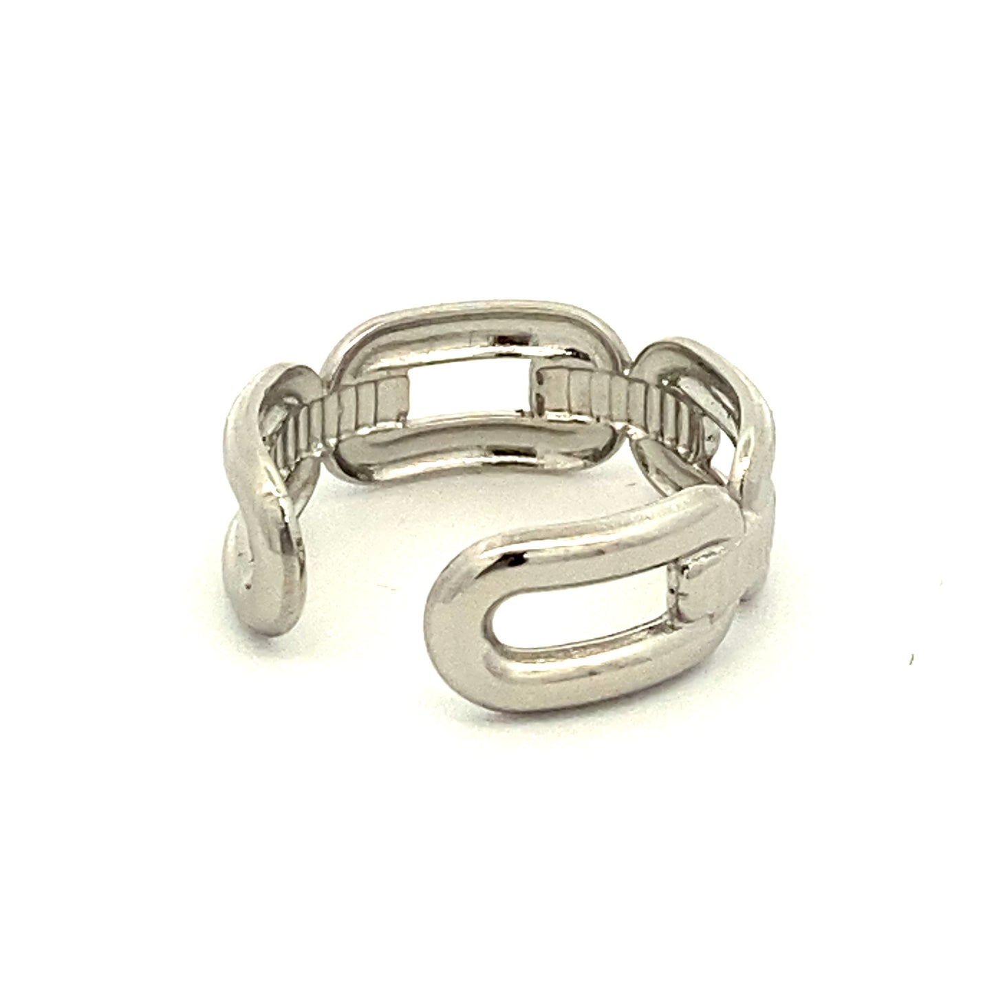 Silver Stainless Steel Chain Open Ring Back View