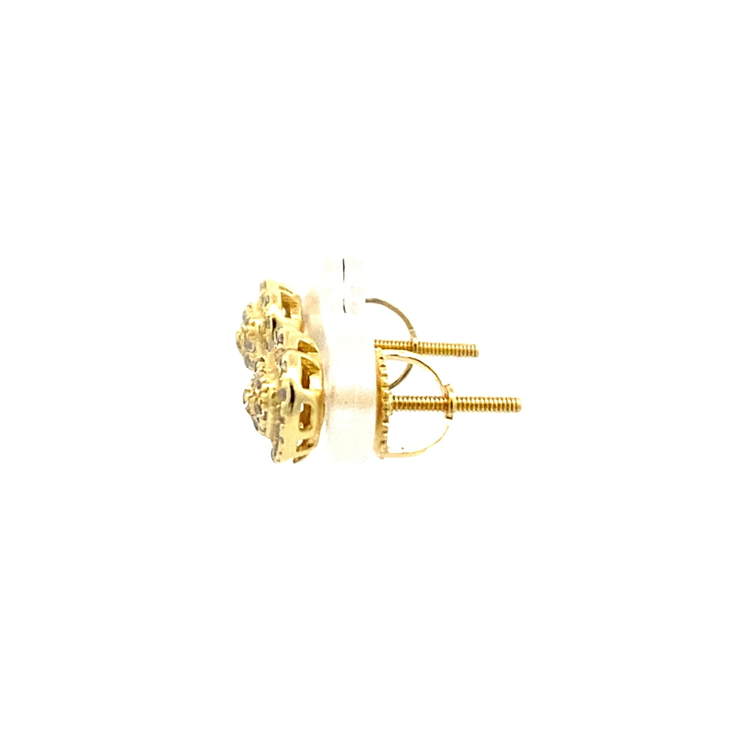 Gold Zirconia Heart Studs with 3 layers. Side view.