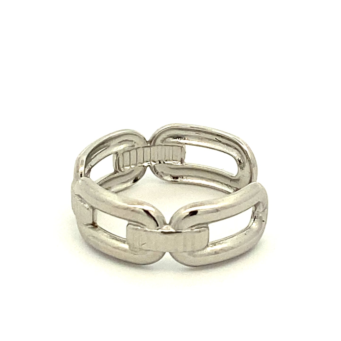 Silver Stainless Steel Chain Open Ring Side View