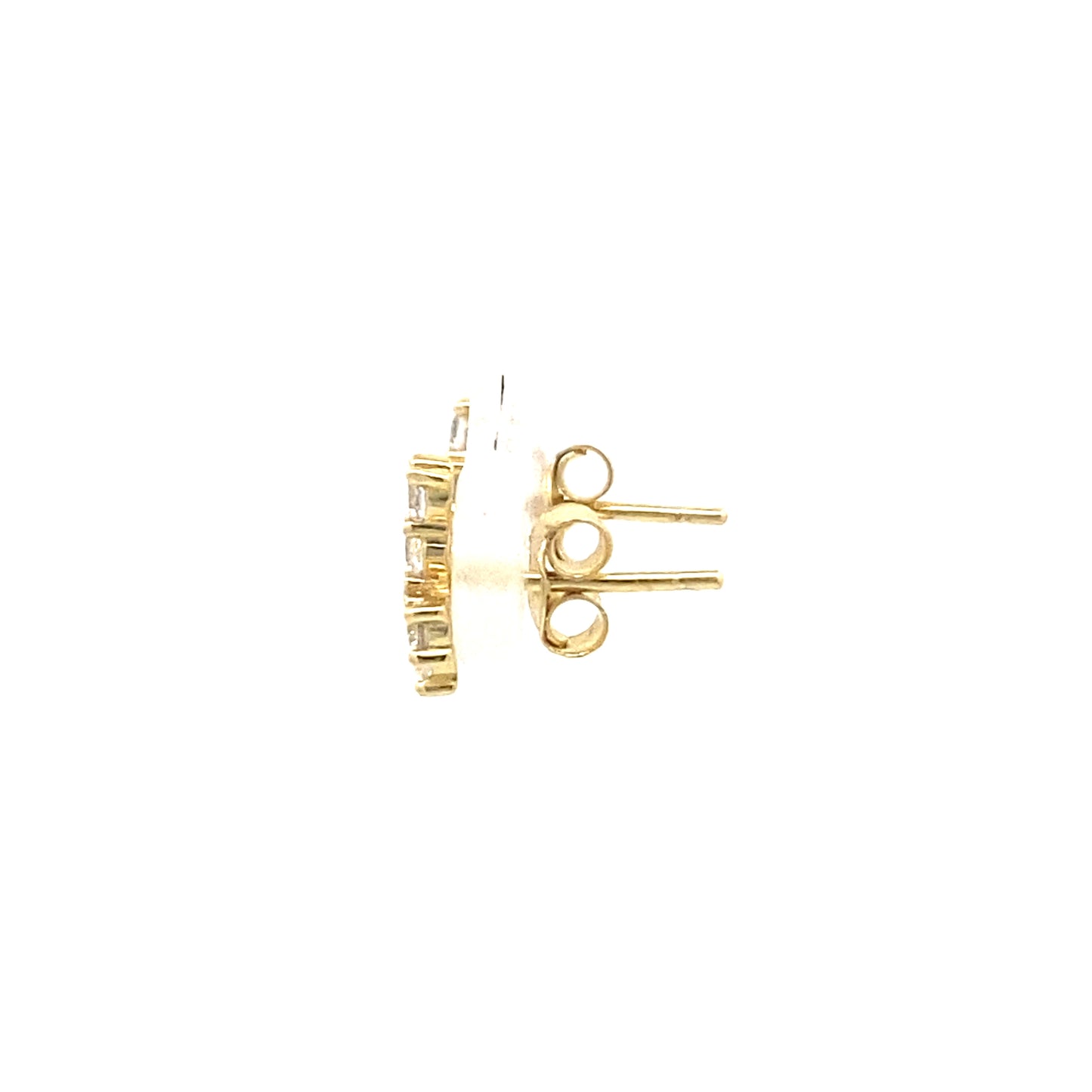 Small Gold-Plated Zirconia Cross Friction Post Studs (side image)