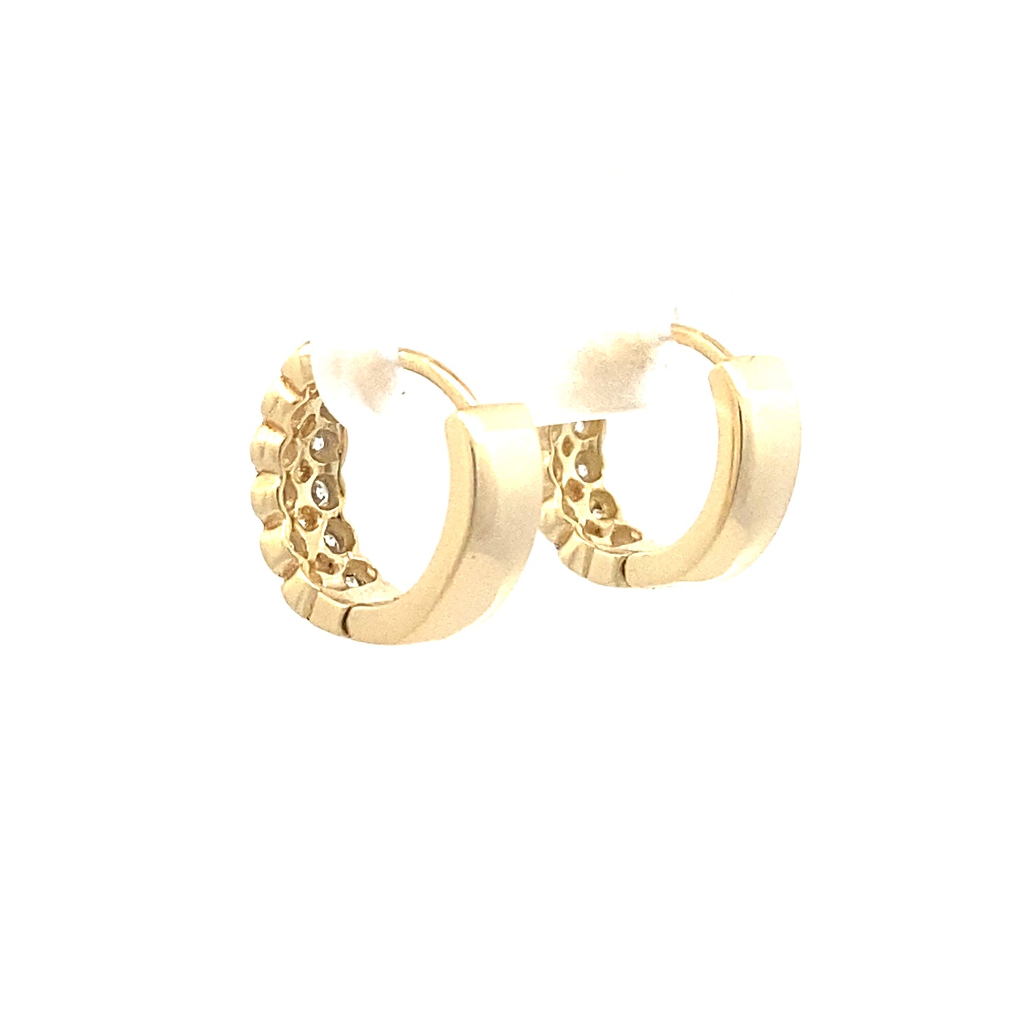 Gold-Plated Huggies with two rows of Zirconia (back image)