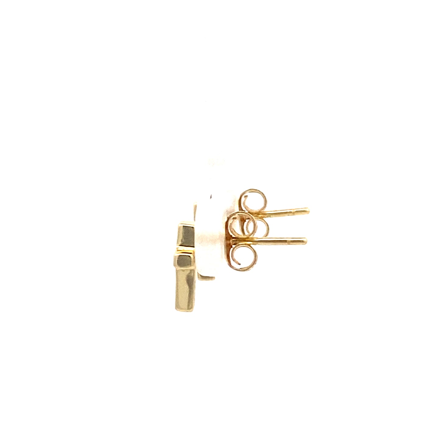 Gold-Plated Plain Cross Push Back Studs w/ Zirconia in the Center (Back)