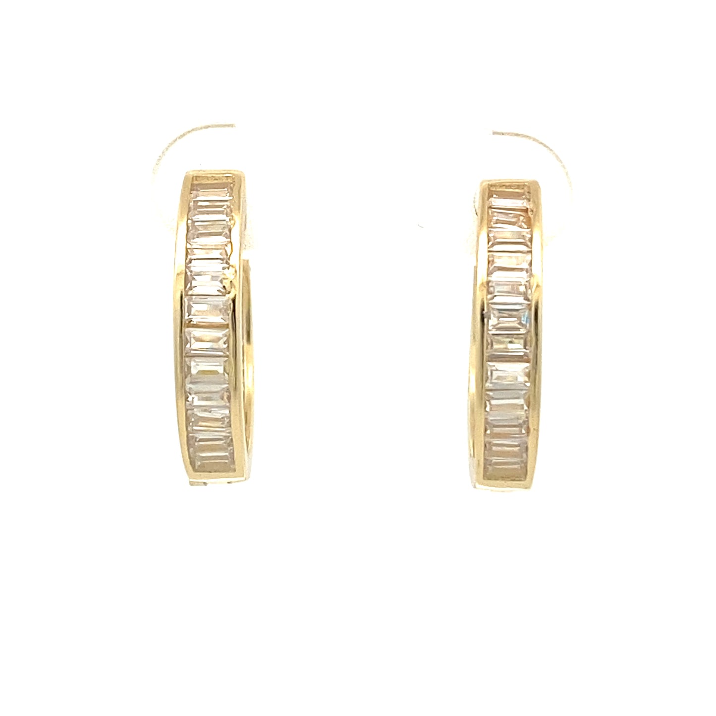 Medium Baguette style Gold-Plated Huggies with Zirconia in the front and back