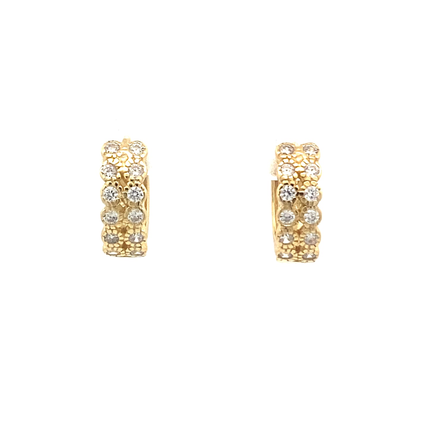 Gold-Plated Huggies with two rows of Zirconia