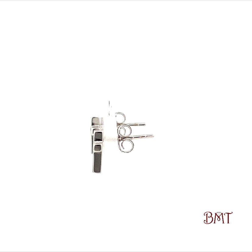 Plain Cross Push Back Studs w/ Zirconia in the Center (Back)