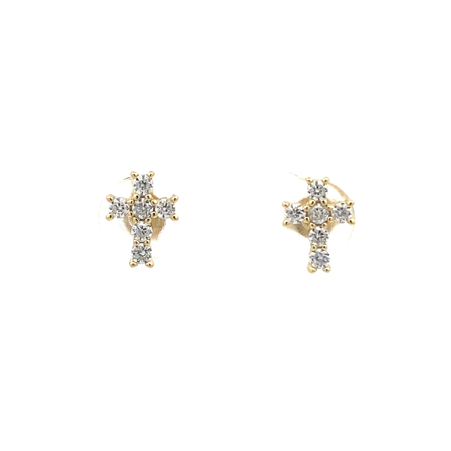 Small Gold-Plated Zirconia Cross Friction Post Studs