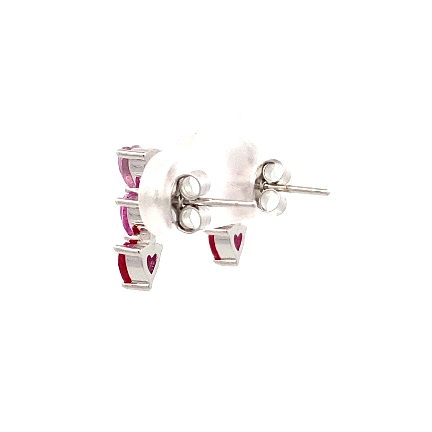 Pink Ombre Zirconia Heart Friction Post Studs (back image)