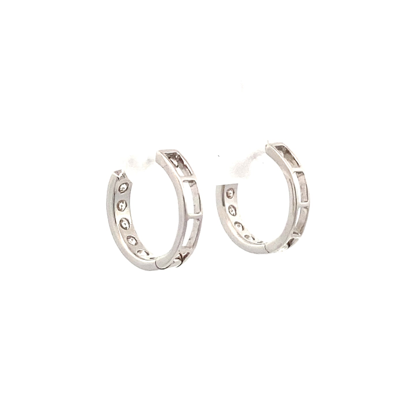 Small Silver Huggie Hoop Earrings with Single Zirconia (back image)