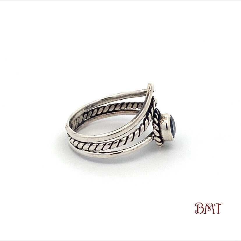 Blue Topaz Chevron Ring