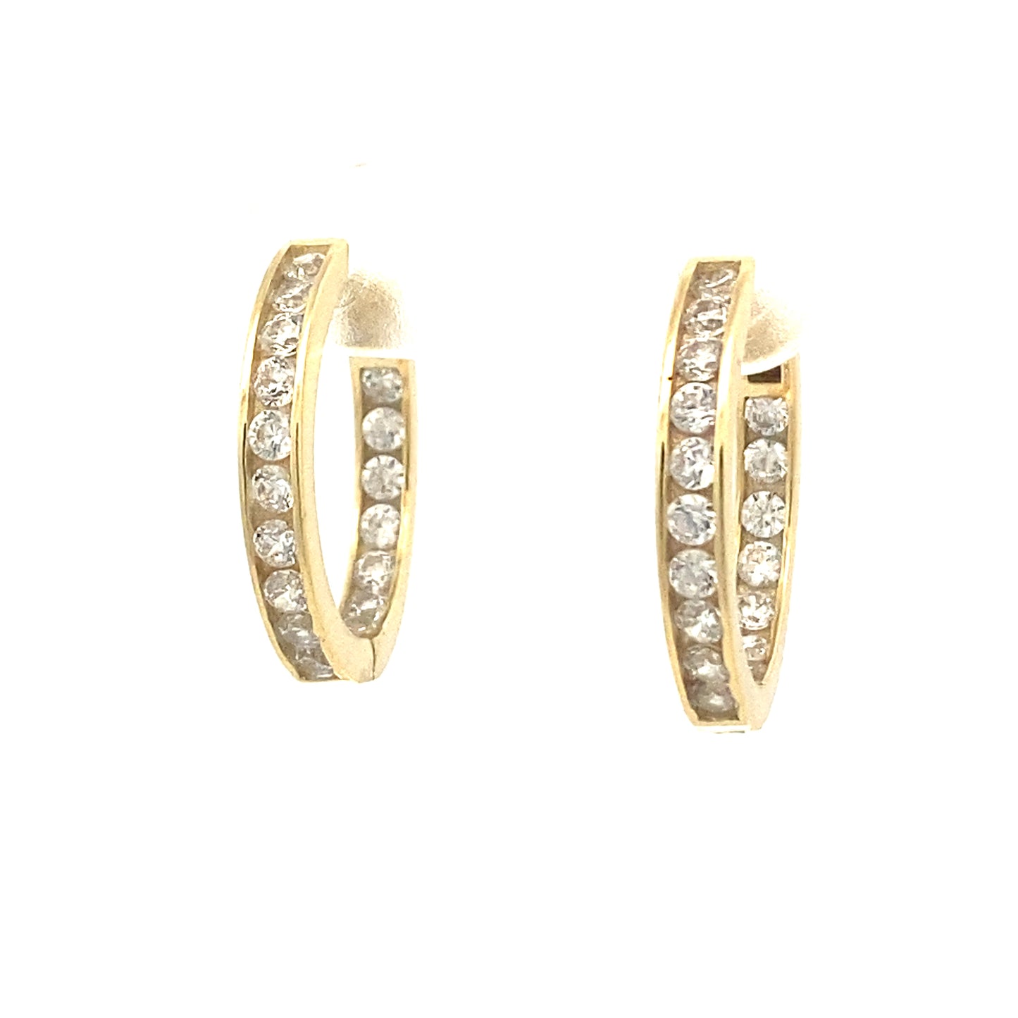 Medium Gold-Plated Huggies with Zirconia in the front and back