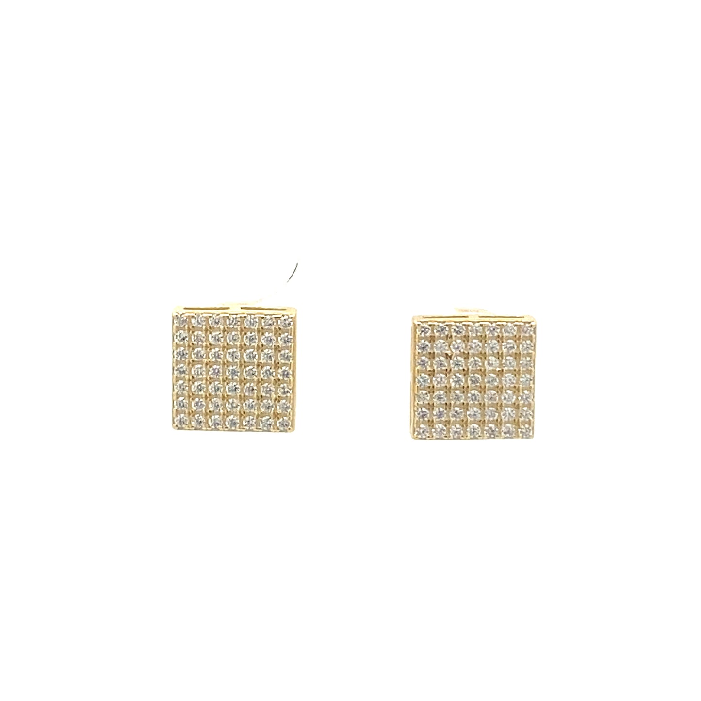 Gold-Plated Square Threaded Post Studs with Zirconia