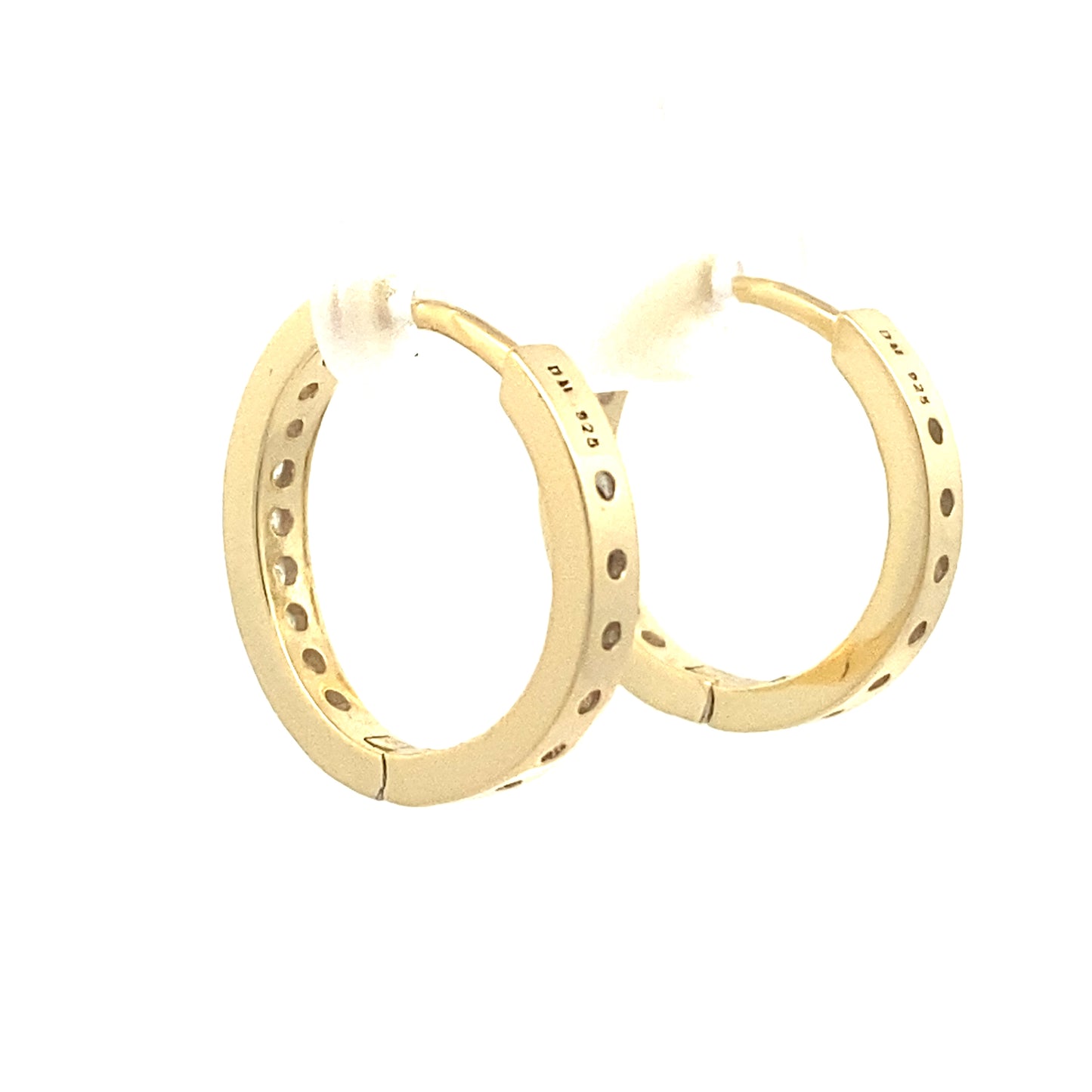 Medium Gold-Plated Huggies with Zirconia in the front and back (back image)