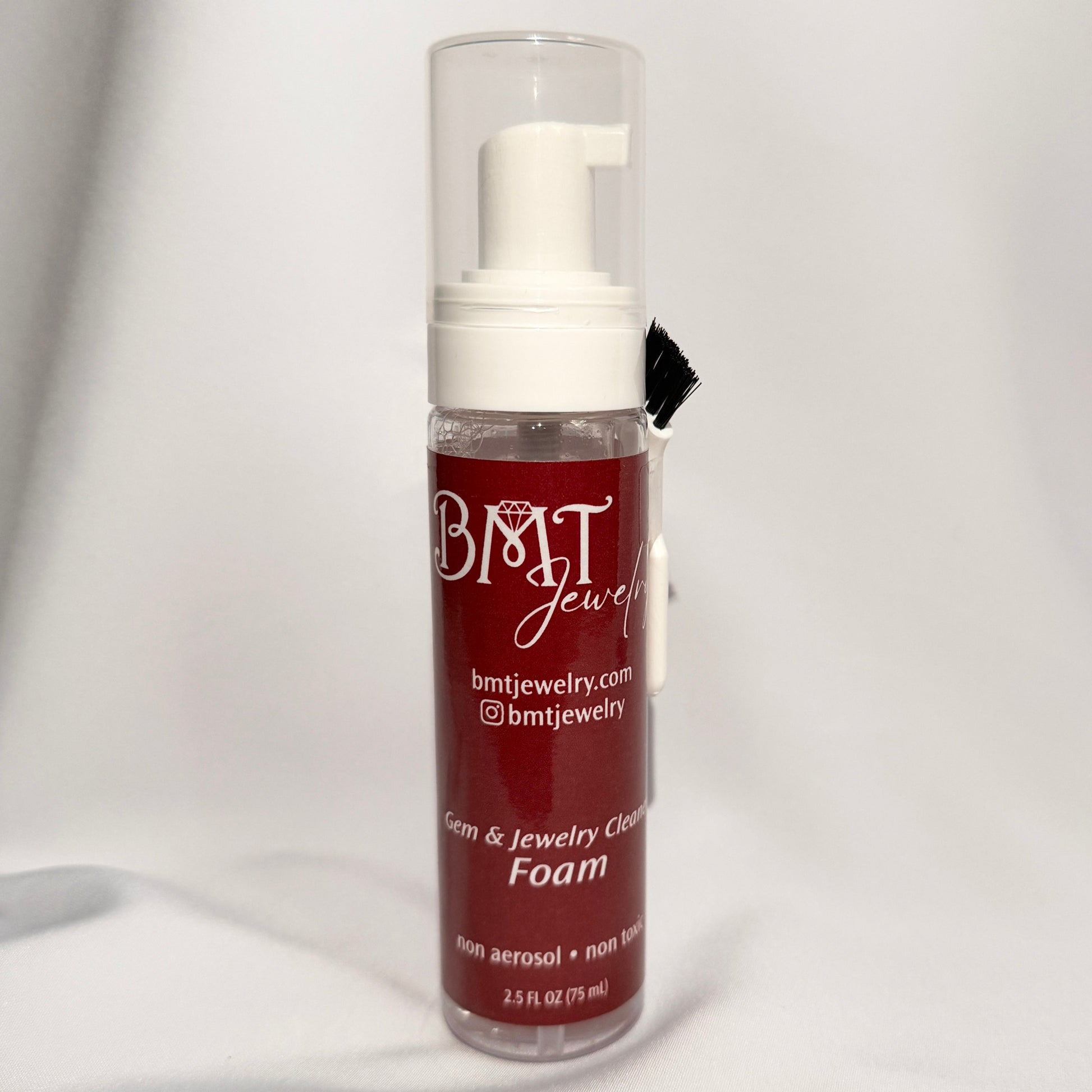BMT Jewelry cleaning foam bottle on a white background