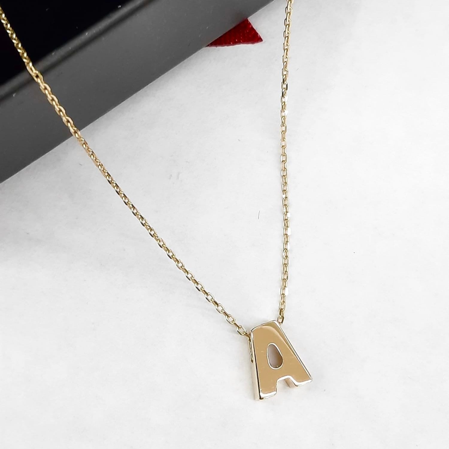 Solid Script Letter Charm 14K Yellow Gold T By Baby Gold Shop