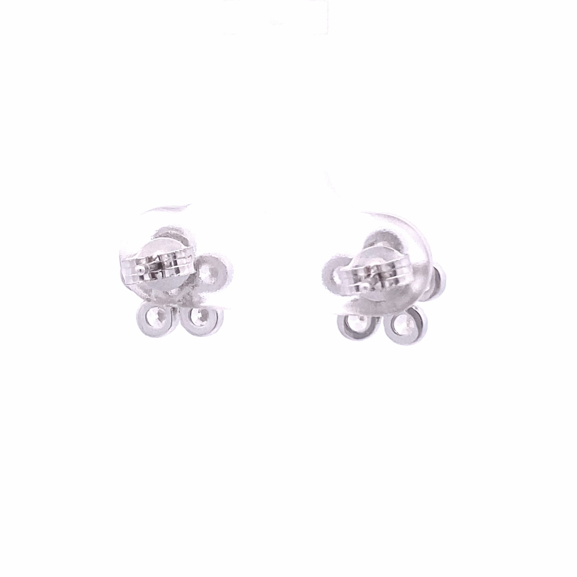 5 petal flower stud with zirconia and friction post back. Back view.