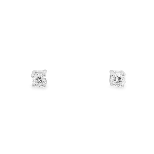 Front view of 3mm sterling silver round zirconia stud